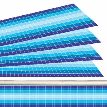 Imagem de Kit 15 Adesivo Piscina Azulejo Mosaico Quadriculado Azul 100x20cm - Re