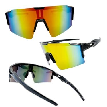 Imagem de Óculos de Sol Esportivo Unissex, Proteção UV400, para Ciclismo, Corrida e Vôlei (Preto Amarelo - Cor 1)