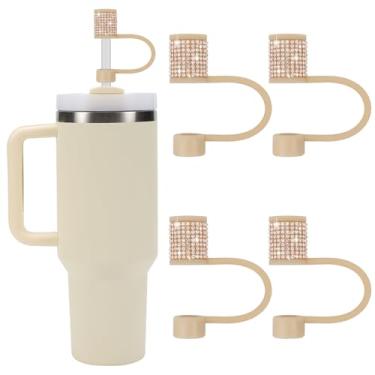 Imagem de Conjunto de acessórios Stanley Cup, 4 peças, capa de canudo de diamante brilhante, tampa de canudos para Stanley 30 e 1,134 g com copos, acessórios de tampa de 1 cm para copos, cobertura de palha para
