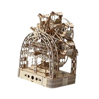 Imagem de Dynwave Puzzim de madeira 3D Ferris Wheels Modelo Educacional Wooden Mechanical Puzzle com LED para adultos para adultos Crianças Decoração de casa Hobby