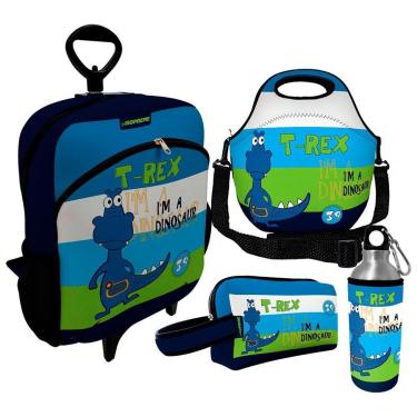 Imagem de Kit Escolar Infantil Mochila de Rodinha + Lancheira Térmica + Necessaire Plus + Squeeze de Alumíni-Unissex