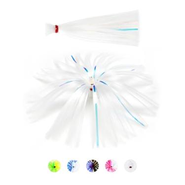 Imagem de BLUEWING Iscas de pesca marítima de 1/56.7 g com cabeça de chumbo, pesca em água salgada, bruxas, saia Ballyhoo Big Game para atum, Wahoo, Sailfish, Mahi Mahi, branca, modelo B