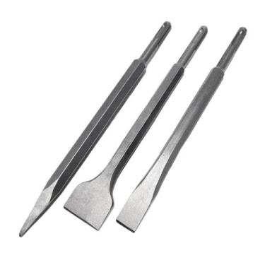 Imagem de Kit Ponteiras Talhadeira Chata Pá Para Martelete 3 Peças 25cm Aço Fort