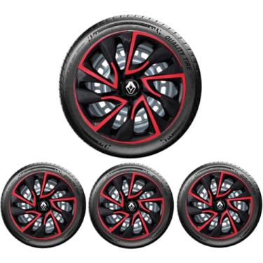 Imagem de Jogo 4 Calotas Esportivas DS4 Preto/Vermelho aro 15 (RLT)