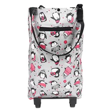 Imagem de Carrinho de compras, saco de compras dobrável de pano com rodas, carrinho utilitário de armazenamento grande para piqueniques de idosos domésticos ao ar livre