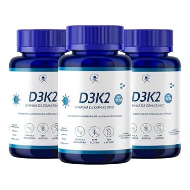 Imagem de NUTRIAGE - Vitamina D3 + Vitamina K2 (2000 Ui/65mcg) - Suplemento Alimentar em Cápsulas para Fortalecimento Ósseo - 180 Cáps (3 Frascos)