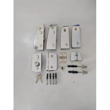 Imagem de Kit 08 ZAMAC/METAL para porta pivotante dupla em vidro temperado Hela (Cromado)