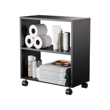 Imagem de Gabinete Organizador para Banheiro com Rodinhas 50cm Preto