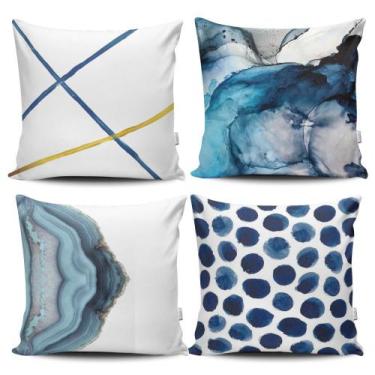 Imagem de Kit 4 Capas de Almofadas Decorativas Estampadas - Azul Moderna - VKAZA