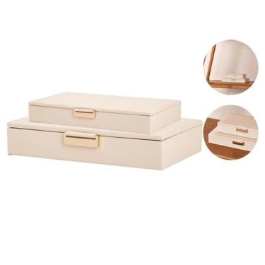 Imagem de Conjunto 2 Caixas Porta Joias E Objetos Multiuso Decorativas Retangula