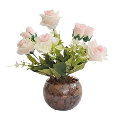 Imagem de Rosas artificiais Buquê de rosas em lindo Arranjo de flores artificiai