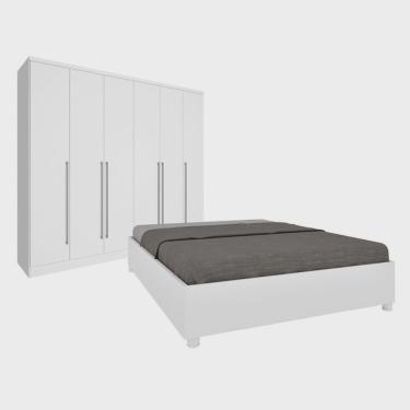 Imagem de Quarto De Casal Guarda-Roupa 6 Portas Portugal E Cama Box Casal Queen Monaco Espresso Móveis Neve