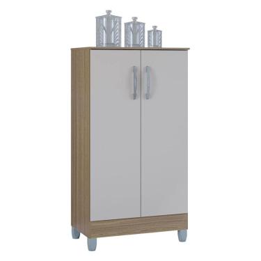 Imagem de Armário Multiuso 2 Portas Pequeno Castanho Off White - Poquema