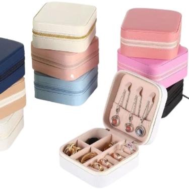 Imagem de 4 Porta Jóias Portátil Viagem Estojo Maleta Couro Zíper