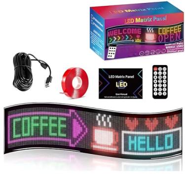 Imagem de Painel de mensagens LED sem fio para carro - Placa de luz de para-brisa programável, à prova d'água e recarregável por USB para personalização, placa programável de rolagem para para-brisa, festa