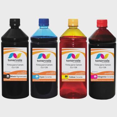 Imagem de Kit 4 Refil de Tinta Tankfull Para Canon CLI-126 - Canon IP4810 PRO9000 IX6510 MG5210 cmyk de 1 Litro