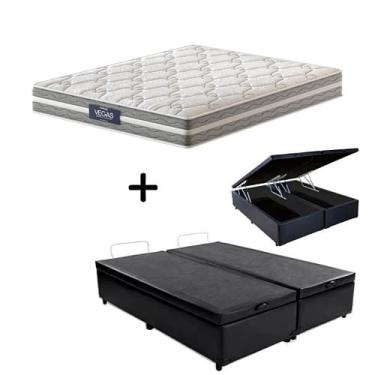 Imagem de Cama Box c/ Baú Queen + Colchão Mola Ensacada Probel Vegas Springs Comfort Pillow Euro Queen (158x198x20cm)