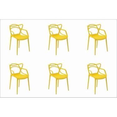 Imagem de Cadeira De Jantar Allegra Pp Amarelo Rivatti Kit 6 Unidades