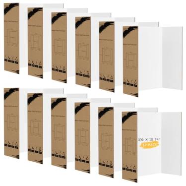 Imagem de HAUTOCO Pacote com 12 cartazes com três dobras, 66 x 48 cm, quadros de projetos de dobra tripla média, papelão ondulado branco para feiras de ciências, projetos escolares, exibições de eventos