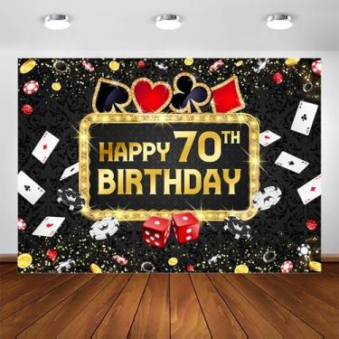 Imagem de Avezano Cenário de aniversário de cassino, Las Vegas, cassino, noite, feliz aniversário, cenário fotográfico, tema noturno, decorações de aniversário, cenários para mesa de bolo (70º, 2,4 x 1,8 m)
