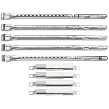 Imagem de Queimadores de tubo de substituição de 38 cm e 4 canais crossover para churrasqueiras a gás Charbroil Performance 5 queimadores 463448021 463450022 463451022, peças de substituição para churrasqueira