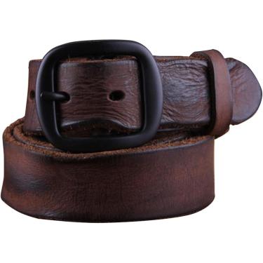 Imagem de Cintos Para Homens, Cintos De Pele De Couro Genuíno Masculino Dobrado Estilo Retro Ocidental Para Homens, Coffee, 105cm