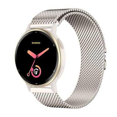 Imagem de Koazon Pulseiras de relógio de malha de metal compatíveis com Garmin Vivoactive 5/6/3/Forerunner 55/165/245/645, pulseira de substituição ajustável de aço inoxidável de 20 mm para Garmin Venu sq 2