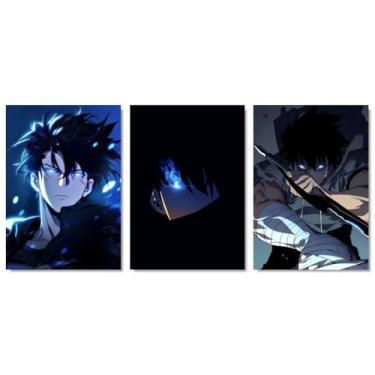 Imagem de Kit 3 Quadros Decorativos Anime Solo Leveling 20x28 | Placa MDF (KIT3)