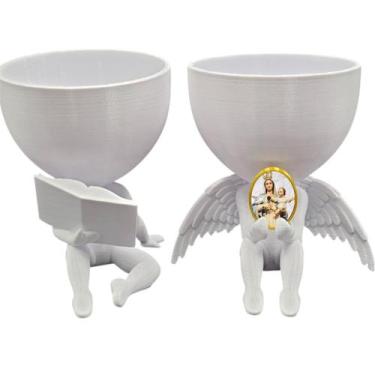 Imagem de Kit Decoração Nossa Senhora Esperança Anjinho + Lendo Biblia - Point d