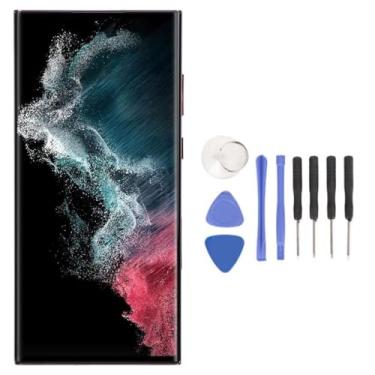 Imagem de Tela de Substituição de 6,8 Polegadas para o for S 22 Ultra Series, Substituição OLED Touch Screen 3D Touch Digitizer e Kit de Reparo Com Impressão Digital de Quadro