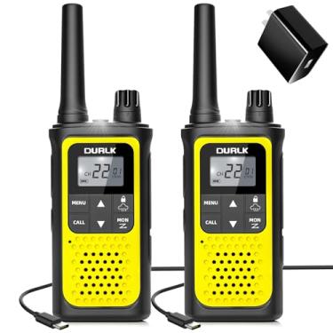 Imagem de DURLK Walkie Talkies De Longo Alcance Para Adultos - Pacote Com 2 Rádios Walkie Talkies Recarregáveis, 22 Canais Frs, Alertas Meteorológicos Noaa, Bateria De Íons De Lítio De 1800 Mah, Lanterna Led,