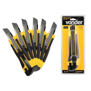 Imagem de Estilete Profissional Emborrachado Vonder 18mm Kit 06 Unidade com Trav