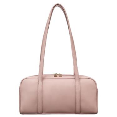 Imagem de Arkefi Bolsas de ombro femininas de couro vegano pequenas com zíper, rosa