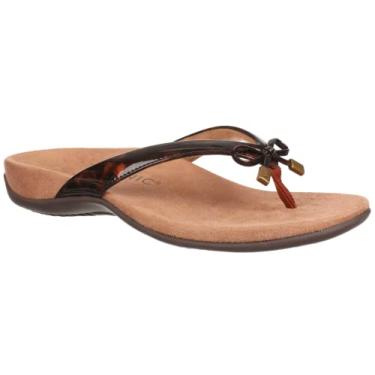 Imagem de Vionic Sandália feminina Rest Bella Toe Post - Sandálias ortopédicas femininas de suporte que incluem conforto em três zonas com suporte de arco - Chinelo para mulheres, largura média e larga tamanho 5-12, Tartaruga marrom sintética, 10 Wide