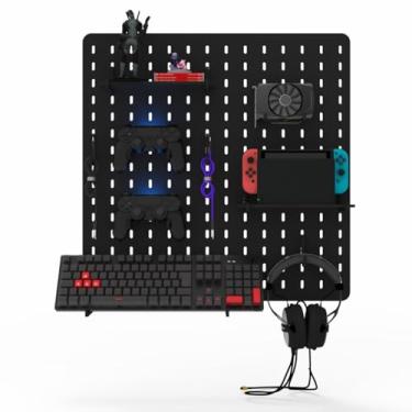 Imagem de Painel Organizador Pegboard Gamer Setup Home Office Preto 59x59cm