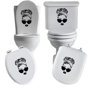Imagem de Adesivo mulher 2 vaso sanitário privada caixa acoplada descarga azulej