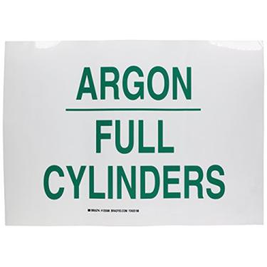 Imagem de Brady 125588 Placa química e de perigo, legenda "cilindros completos de argônio", 25,4 cm de altura, 35,5 cm de largura, verde sobre branco