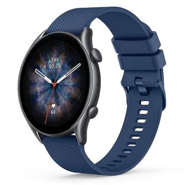 Imagem de Wanme Pulseira compatível com Amazfit GTR 4 / GTR 3 Pro / GTR 3 / GTR 2e / GTR 2 / GTR 47 mm, pulseira esportiva de silicone de liberação rápida de 22 mm para Amazfit GTR 4/3/2, masculina e feminina