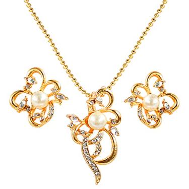 Imagem de Touchstone Conjunto de pingente indiano Bollywood tradicional exótico meenakari esmaltado lindo designer de joias para mulheres em tom de ouro antigo