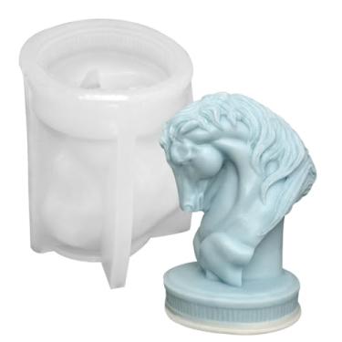 Imagem de Molde de silicone para cavalo grande, vela de cavalo animal, molde de silicone, cabeça de cavalo 3D, molde de fundição de resina para decoração de casa
