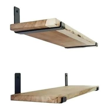 Imagem de KIT 2 Tábuas 80x20 Apoio Com Mão Francesa Apoio Preta De Ferro