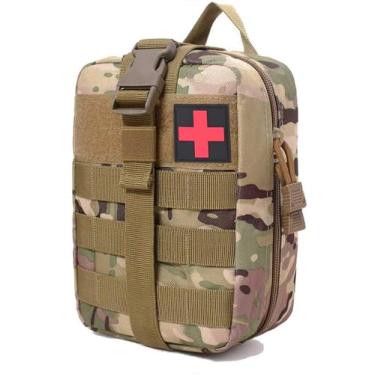 Imagem de YAKASO Bolsa Tactical Molle IFAK – Bolsa médica Rip Away de primeiros socorros, grande capacidade, resistente à água, poliéster 900D, vários compartimentos, kit de emergência militar para acampamento