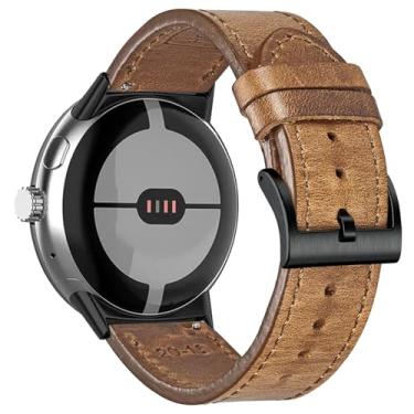Imagem de FIILIIX Pulseira de relógio de couro macio de chifre compatível com o relógio Google Pixel2/Pixel 3, pulseira de substituição elástica para relógio inteligente Pixel