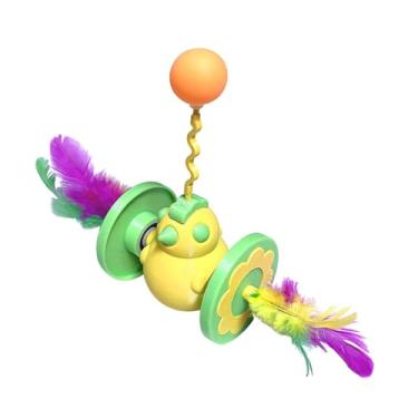 Imagem de IEUDNS Bola de brinquedo para perseguir gatos, rolo de enriquecimento com pena artificial, brinquedo interativo fofo para provocar gatos, exercício na sala