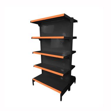 Imagem de Gôndola Prateleira Preta Para Supermercado 5 Níveis 40x30 New Plus 1,70 Central Inicial Pe Laranja - Sa Gôndolas