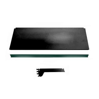 Imagem de Bandeja Prateleira Ponta 30x73 Gôndolas New Plus Preto Porta Etiqueta Verde Sa Gôndolas