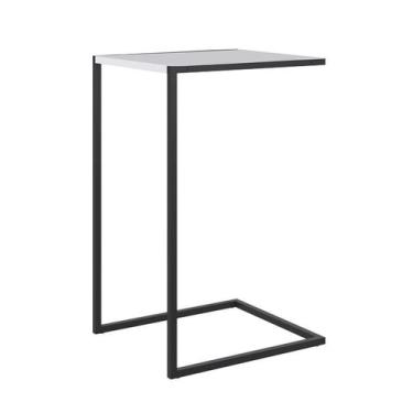 Imagem de Mesa Lateral Retangular Steel Branca e Preta - Artesano