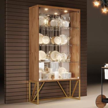 Imagem de Cristaleira Vidro Madeira Puxador Cristal Agnes Montanhês