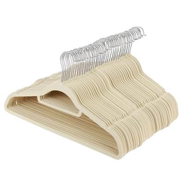 Imagem de Kit 10 Cabides De Veludo Slim 360° Ultra Finos Antideslizante - Bege