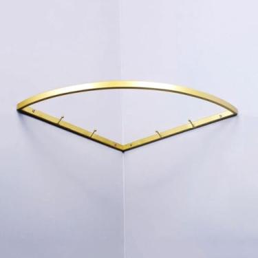 Imagem de Barra de pendurar no canto, suporte de ferro montado na parede, canto reto, vestuário de tubulação industrial, haste de pendurar multiuso, para exibição de varejo, armazenamento de armário (ouro)